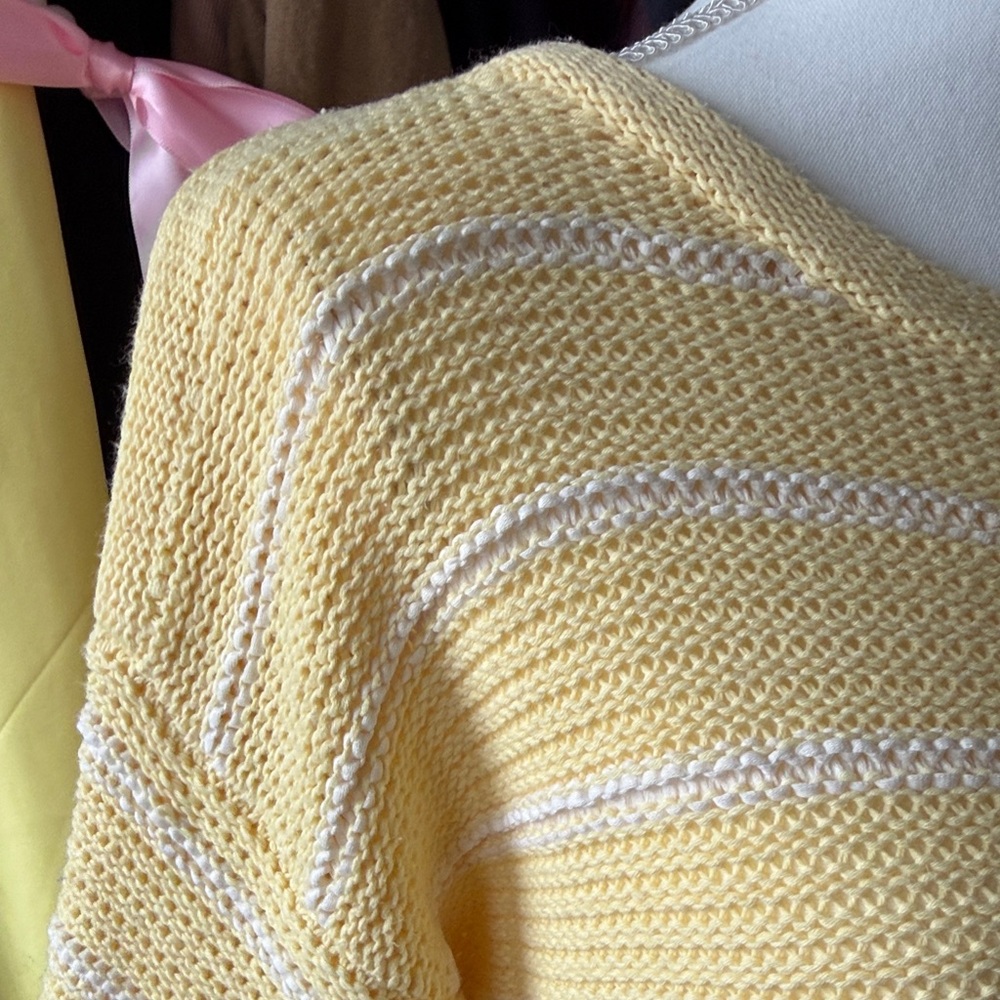 Light Yellow Striped Scoop Neck Sweater - Picture 5 of 6